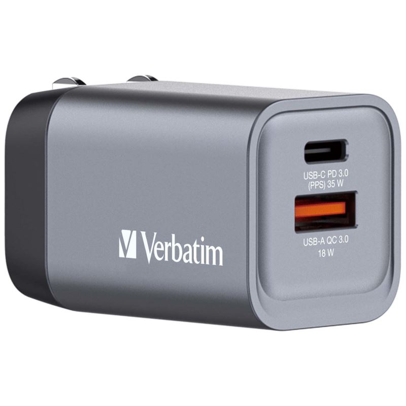 VERBATIM UTAZOADAPTER GNC-35, GAN, 1XUSB-C PD 35W, 1XUSB-A QC 3.0 https://www.andreashop.sk/files/kat_img/1.jpg_OID_46QF000901.jpg