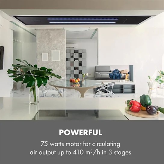 KLARSTEIN HIGH LINE, MENNYEZETI PARAELSZIVO, 90 CM, 410 M3/H, 75 W, 3 FOKOZAT, FEKETE, 10033054 https://www.andreashop.sk/files/kat_img/2.jpg_OID_Q68MI00101.jpg