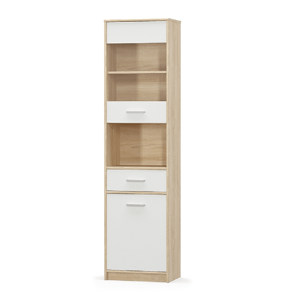 KONDELA Vitrines szekrény 1D1W1S, fehér/tölgy sonoma, TEYO https://obrazky.kondela.sk/Files/666559000/666559270/vitrina-1d1w1w-biela-dub-sonoma-teyo.png