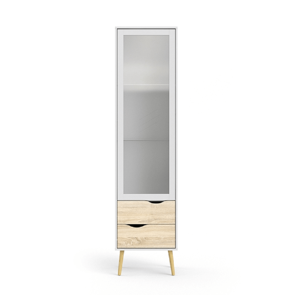 KONDELA Vitrines szekrény, tölgy sonoma/fehér, OSLO 75461 https://obrazky.kondela.sk/Files/674491000/674491486/oslo-vitrina.png